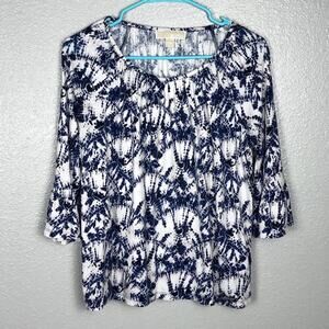 Michael Kors Size Medium Abstract Tie Dye Style Design Blouse Ruffle Sleeve Top